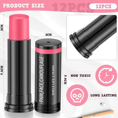 Vista 3 de Sweetude 12 piezas de palo de fútbol, palo de ojos deportivos, pintura facial deportiva para béisbol, sóftbol, estadio, atletas, Halloween, cosplay