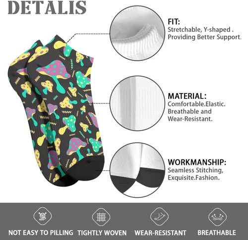 Vista 7 de devor Cotton Socks Liner for Men's Sock Short Socks Trendy Mushrooms Funny Mushrooms Magic Mushrooms Plant Forest Socks