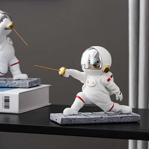 Vista 8 de LEONARK Regalos de esgrima, estatua de astronauta, figura de astronauta, colección de recuerdo de esgrima