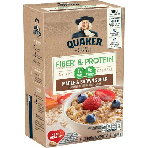 Vista 34 de Quaker Cereal de desayuno de avena instantánea, arándanos y crema, 8.4 onzas
