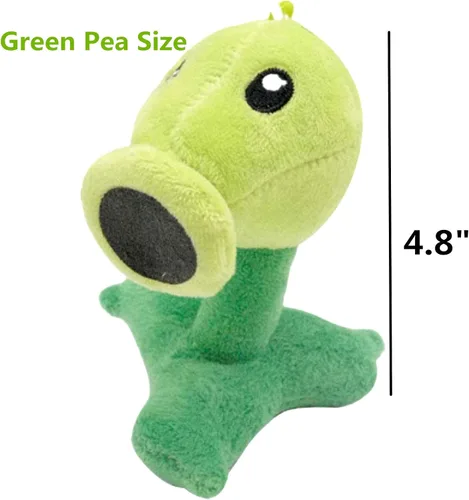 Vista 3 de Juego de 3 llaveros de peluche de plantas de PVZ, juguetes de peluche de PVZ suave, figura de girasol, guisante verde, colgante de pimiento rojo