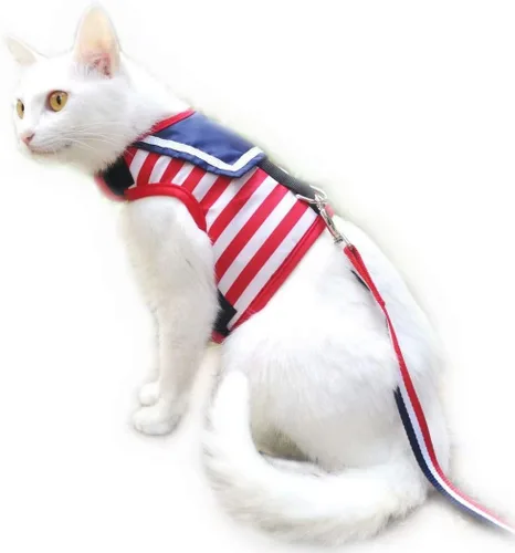 Vista 15 de Arnés de gato con correa, ajustable para gatos, chaleco acolchado para gatos, Black Plaid