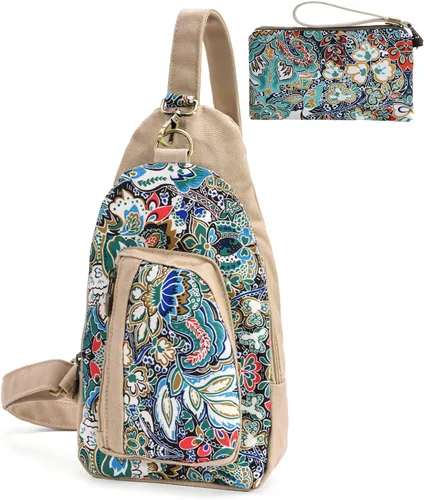 Vista 10 de Bolso bandolera de viaje bohemio para mujer, bolso cruzado pequeño y ligero Gris/M