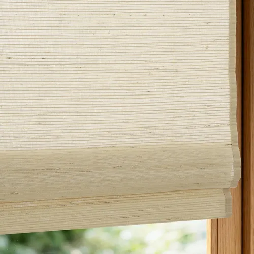 Vista 15 de Bamboo Cordless Roman Shades, Blackout Bamboo Blinds for Windows Block UV Rays, Ceiling/Inside/Outside/Door Mount, With Valance, Privacy Liner