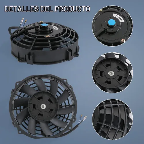 Vista 5 de JDMSPEED Nuevo ventilador universal delgado de 12V para radiador eléctrico, empuje/tirar, 7" de pulgada, kit de montaje negro, 10 aspas