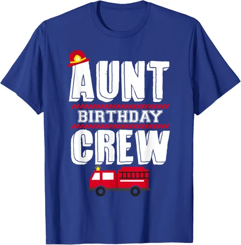 Vista 24 de Aunt Birthday Crew Fire Truck Fireman - Camiseta para fiesta de acogida, Negro, S