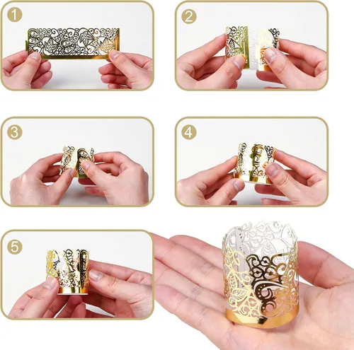 Vista 6 de LOVEINUSA 48 portavelas votivas, velas de té dorado, hada de velas