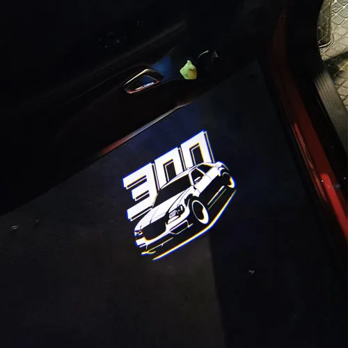 Vista 4 de 2 piezas de luces LED para la puerta del coche con proyector de logotipo Compatible con 300 300C 300S 2005- Presente, luz LED de sombra fantasma
