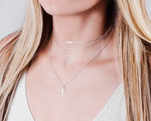 Vista 38 de Collar de cruz de oro para mujer, collares con colgante de cruz minimalista, longitud de 16 a 18 pulgadas, joyería cristiana hecha a mano, regalo