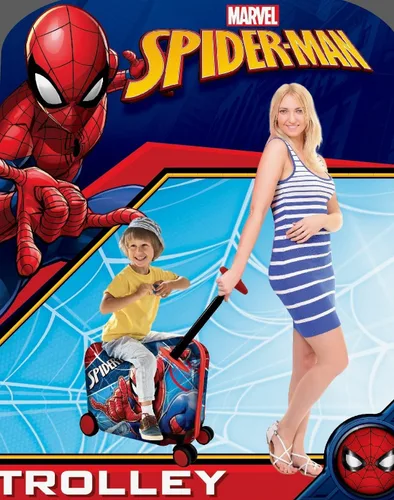 Vista 6 de Fast Forward Maleta de 18 "para niñosequipaje de mano con ruedas para niños pequeños de remolque, Varios colores, Spiderman