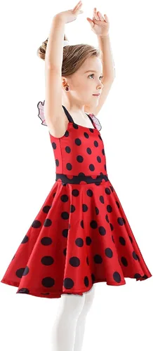 Vista 3 de Kids Girls Cruella Deville Costume Dress Polka Dots Black and White Birthday Christmas Halloween Dress for Toddler Girls