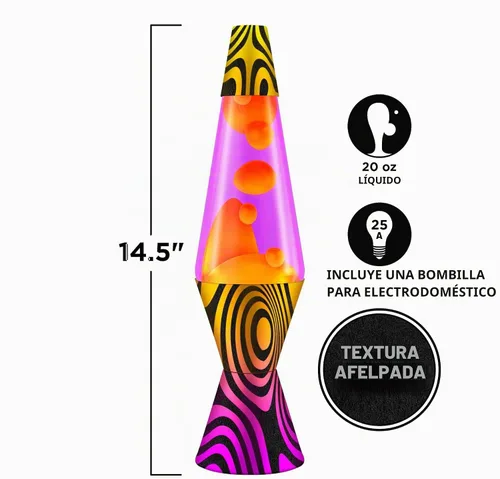 Vista 2 de Lava® Lámpara - Base Groovy Gradient Flocado de 14.5" - La Luz de Movimiento Original - Cera Amarilla y Líquido Morado - Artículo #2015