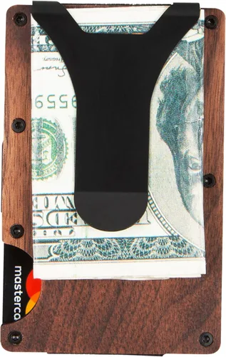 Vista 3 de Custom Wooden Credit Card Holder with Money Clip and wooden box Personalized Wallet Gift for Husband - Anniversary Gift for Him, Boyfriend Gifts