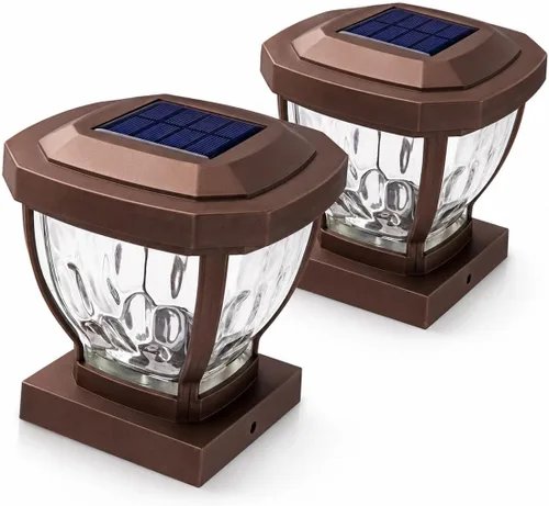 Vista 11 de Home Zone Living 2PK luces solares para tapa de poste, vidrio decorativo Negro