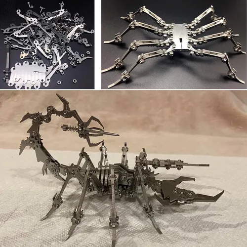 Vista 4 de Rompecabezas de metal 3D Scorpion para adultos, kits de modelo de metal 3D para construir con herramienta, kits de modelo de escritorio 3D, juguetes