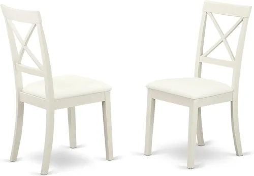 Vista 4 de East West Furniture CABO5-LWH-LC - Juego de mesa de comedor moderno de 5 piezas, incluye una mesa rectangular de madera y 4 sillas de comedor