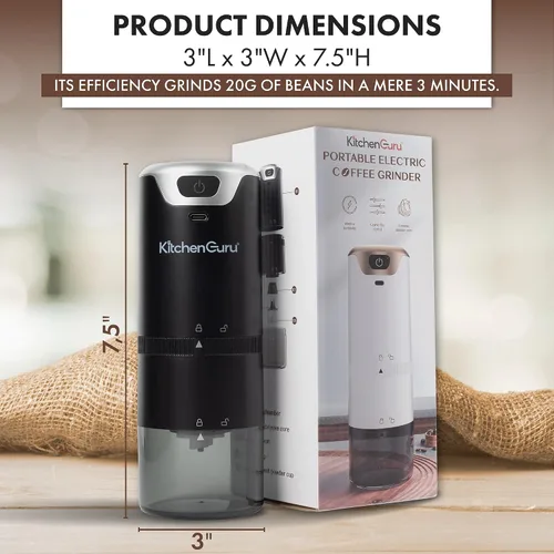 Vista 7 de Levare - Molinillo de café recargable, molinillo de café inalámbrico con rebabas de cerámica, funciona con batería de bajo ruido, ajustes