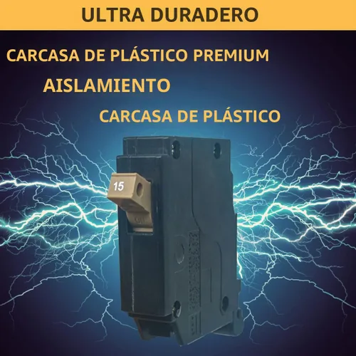 Vista 4 de Interruptor de circuito de 15 Amp, 1 polo, tipo de enchufe de 3/4 de pulgada, disyuntor de caja moldeada compatible con centros de carga OEM, 10KA