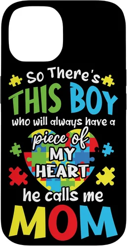 Vista 4 de iPhone 16 Boy Calls Me Mom Heart - Funda de concientización sobre el autismo