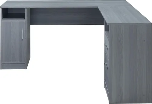 Vista 4 de Techni Mobili Escritorio funcional para computadora en forma de L, color gris y archivador enrollable, regular, gris