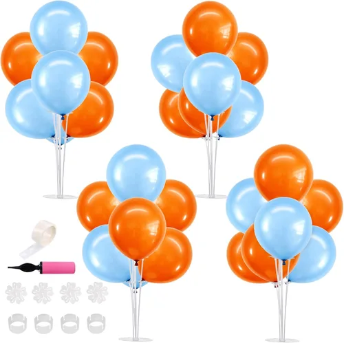Vista 37 de TONIFUL Juego de 4 centros de mesa de globos de color negro, azul