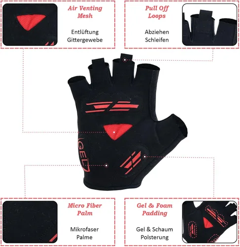 Vista 3 de JAUNTY Cycling Bike Gloves Men Gel Padded Half Finger Bicycle Gloves Shock-Absorbing Anti-Slip Breathable MTB Road Biking Fingerless Gloves for