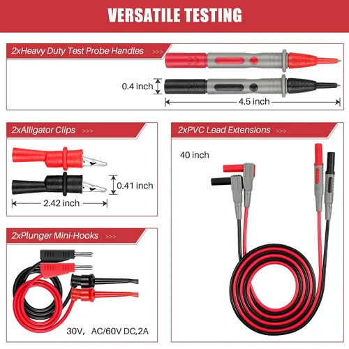 Vista 7 de AstroAI TRMS - Kit de cables de prueba de multímetro digital de 6000 cuentas+multímetro