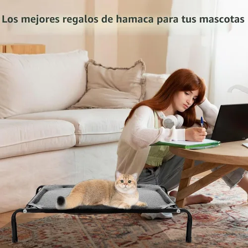 Vista 2 de Camas elevadas para gatos para interiores, material lavable, cómodo diseño elevado para gatos, ideal para uso en interiores para mantener a