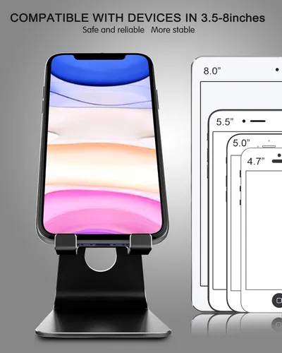 Vista 6 de CreaDream Soporte Ajustable para Teléfono Celular, Soporte para Teléfono, Cuna, Base, Soporte, Soporte de Escritorio de Aluminio Compatible