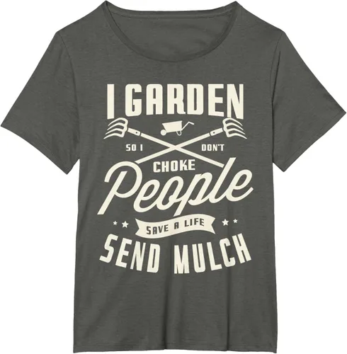 Vista 38 de I garden so I don't choke People save Life spend mulch T-Shirt, Negro