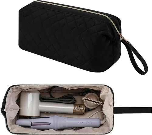 Vista 9 de Bolsa de viaje grande acolchada para herramientas para el cabello, estilo Shark Flex para secadora de pelo Dyson Airwrap, planchas planas, alisador