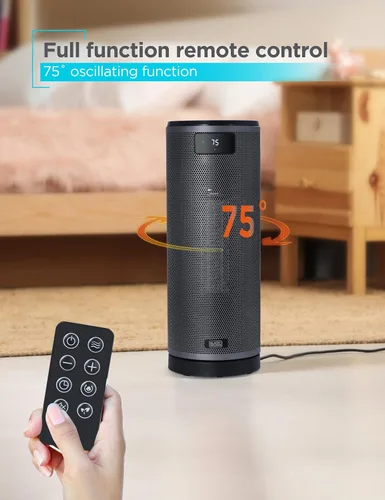 Vista 3 de BLACK+DECKER BHTC209 - Calentador oscilante de cerámica con mando a distancia, color negro