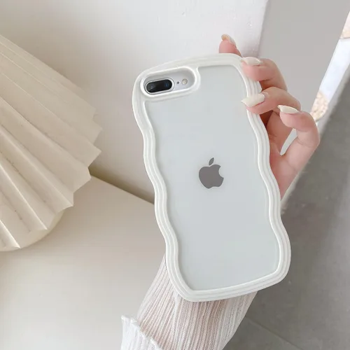 Vista 71 de QLTYPRI Funda compatible con iPhone 7/8/SE, bonita funda transparente con marco ondulado rizado para niñas y mujeres, funda protectora de TPU