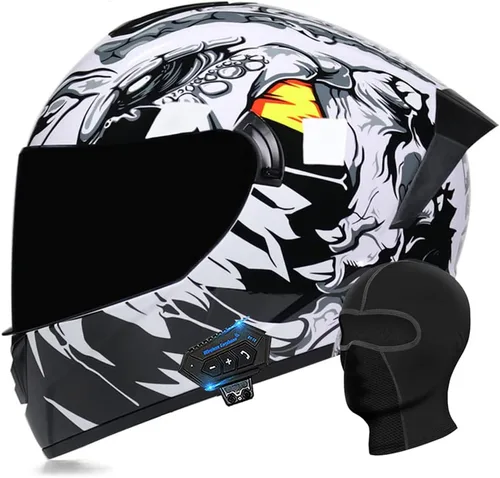Vista 18 de Casco de motocicleta con Bluetooth, casco con Bluetooth integrado, casco integral plegable con Bluetooth, aprobado por DOT/ECE, con múltiples