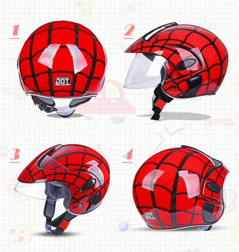 Vista 3 de Casco fresco para niños de 4 a 12 años de edad, casco de motocicleta retro Go-Kart Jet-Helmet Scooter Cruiser Ciclomotor para personalidad juvenil