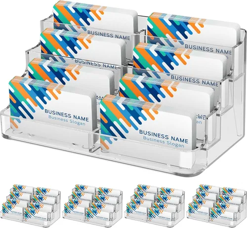 Vista 11 de MaxGear Tarjetero acrílico para escritorio, múltiples tarjeteros de visita, soporte de tarjetas premium para espacio de trabajo, soporte