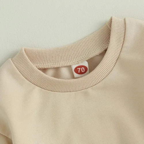Vista 6 de 2 piezas de sudadera para bebé niño, ropa de bloque de color, manga larga, sudadera con pantalones deportivos para otoño