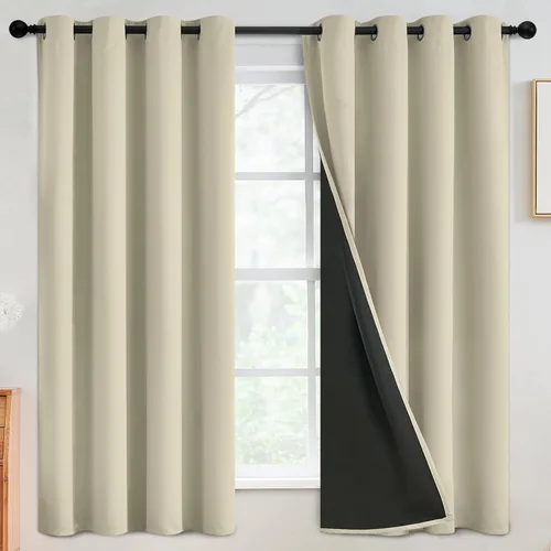 Vista 98 de SimpleHome - Cortinas opacas 100% para recámara, cortinas de ventana con ojales beige, con aislamiento térmico, cortinas de oscurecimiento