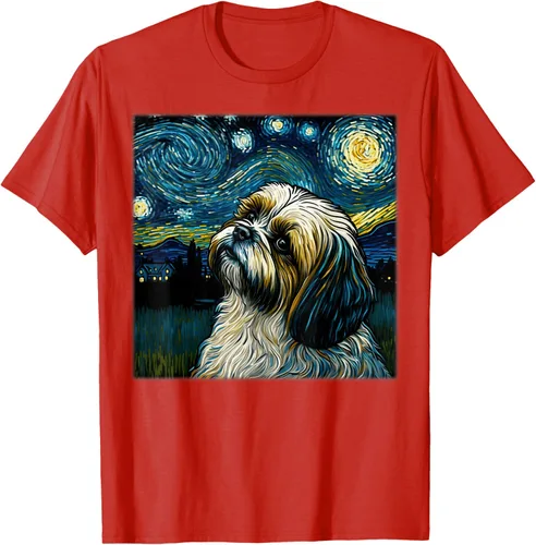 Vista 94 de Camiseta Surrealism Starry Night Shih Tzu Dog