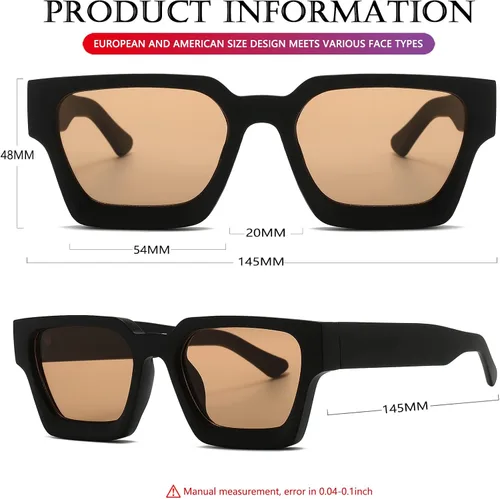 Vista 23 de AIEYEZO Gafas de sol cuadradas para mujeres y hombres, gafas de sol cuadradas con montura gruesa, estilo de diseñador simple