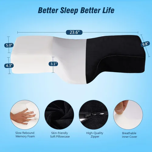 Vista 4 de Almohada de pestañas para extensiones de pestañas, almohada de espuma viscoelástica para el cuello, extensión de pestañas, curva ergonómica que