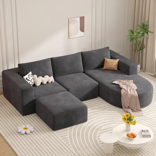 Vista 30 de Sofá cama modular, sofás de nube convertibles para sala de estar, 2 tumbonas de pana sin hueso, sofá cama de gran tamaño para dormitorio,