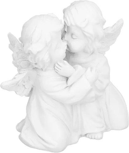 Vista 6 de Cyrank Figuras de estatua de ángel besando, mini estatuas de querubines de resina, figuras de escritorio de ángel pequeño, decoraciones, adorable