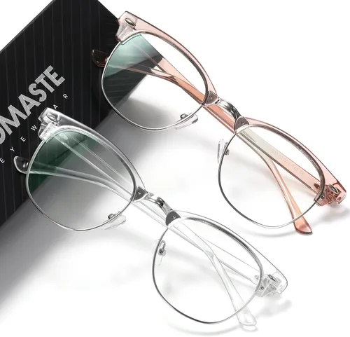 Vista 41 de Blue Light Blocking Glasses Anti Eyestrain Computer Gaming Glasses Vintage Half Frame UV Clear Lens for Women Men