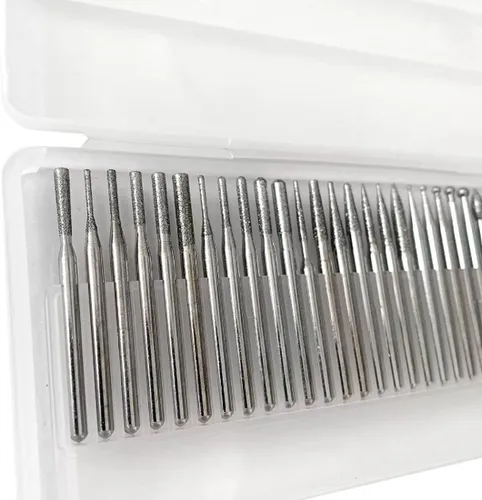 Vista 3 de Juego de 30 rebabas de diamante con vástago de 1/8 pulgadas para herramientas rotativas Dremel 1/8'' Shank Diamond Burs for Gemstone, Glass, Rock