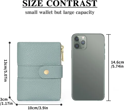 Vista 4 de GOIACII Cartera pequeña para mujer con doble bolsillo con cremallera RFID bloqueo cartera de cuero para mujer
