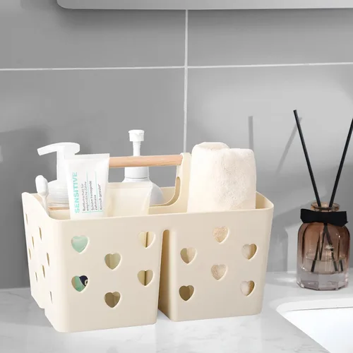Vista 2 de Anyoifax Organizador de Ducha Portátil Cesta de Ducha de Plástico Organizador de Baño Dividido Organizador de Limpieza de Almacenamiento con Asa