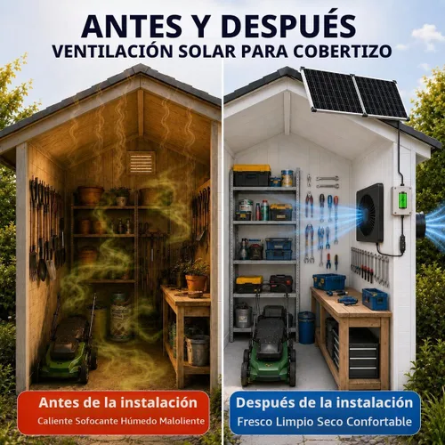 Vista 9 de Solar Exhaust Fan,Solar Power Fan with Battery for Chicken Coop/Shed