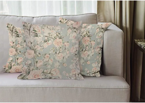 Vista 2 de EKOBLA Funda de cojín cuadrada con diseño de rosas de acuarela, diseño de flores vintage, diseño botánico, acogedor, para hombres, mujeres, niños