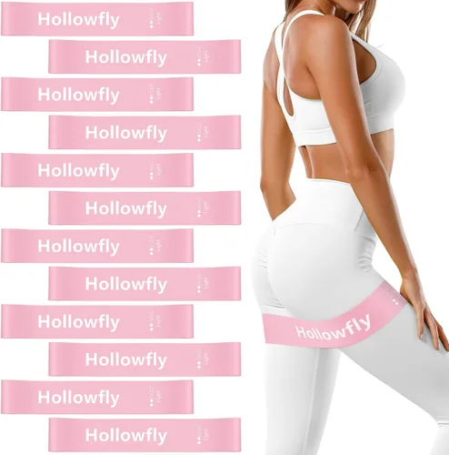 Vista 10 de Hollowfly 12 bandas de ejercicio de látex para entrenamiento de glúteos, bandas de ejercicio elásticas antideslizantes para piernas, sentadillas